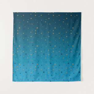Goudsterren op blauw. wandkleed