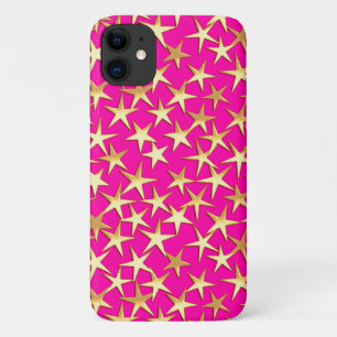 Goudsterren op de roze fuchsia roze iPhone 11 hoesje