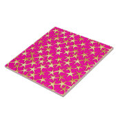 Goudsterren op de roze fuchsia roze tegeltje (Zijkant)