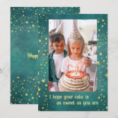 Goudsterren op groene Birthday Kaart (Voorkant / Achterkant)