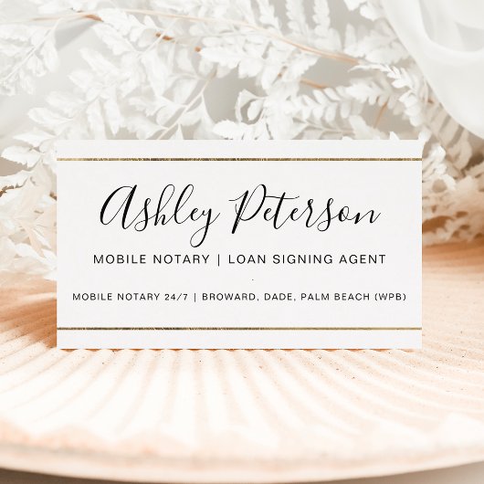 Goudstreep voor mobiele notaris visitekaartje