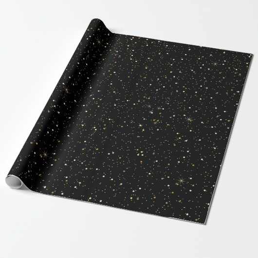 Goudtomegulter en sparkles op zwart cadeaupapier (Uitgerold)