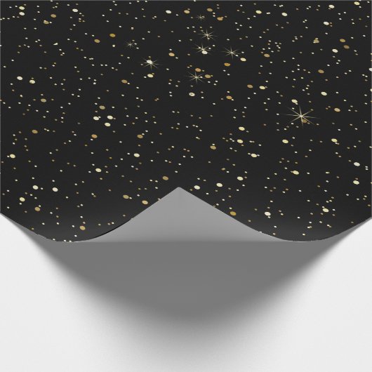 Goudtomegulter en sparkles op zwart cadeaupapier (Hoek)