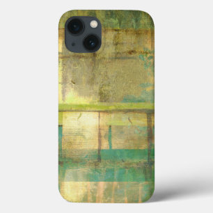 Goudturquoise en groen Abstracte schilderen iPhone 13 Hoesje