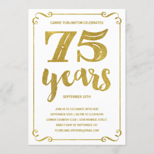 goudtypografie Faux Folie 75ste verjaardagsfeest Kaart