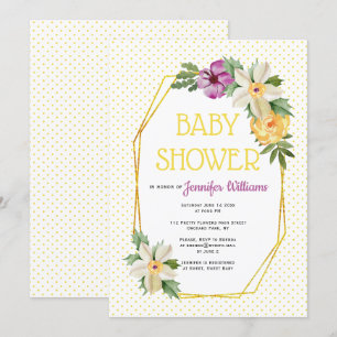 goudveelhoek, bloemen, polka stift baby shower kaart