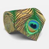 Goudveren van peacockveren stropdassen (Opgerold)