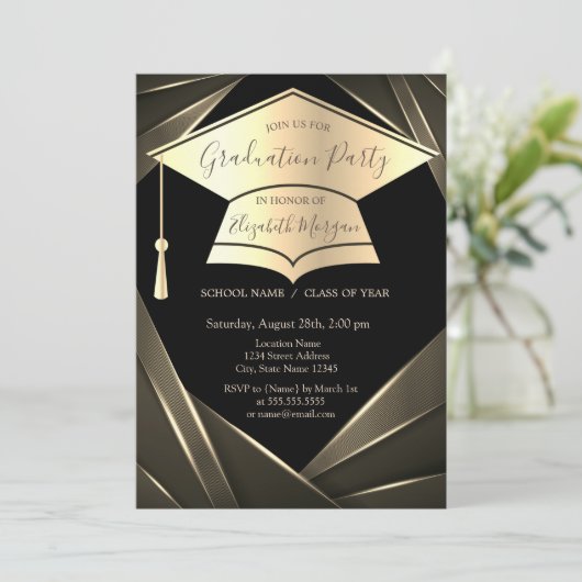 Goudverstuiver Elegant Afstuderen Kaart (Staand voorkant)