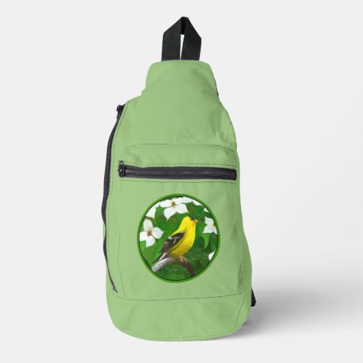 Goudvink in Dogwood Bloesems Originele Vogelkunst Sling Bag (Voorkant)