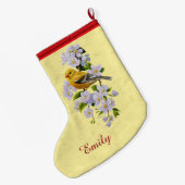 Goudvinken en appelbloesem-geel grote kerstsok (Achterkant (Hangend))