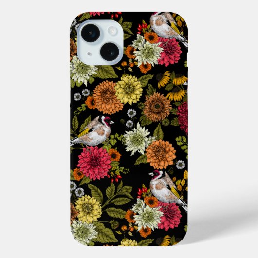 Goudvinken in de tuin op zwart Case-Mate iPhone case (Achterkant)