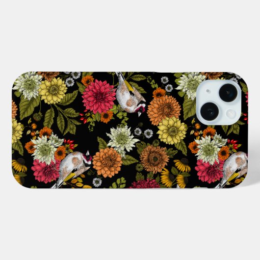 Goudvinken in de tuin op zwart Case-Mate iPhone case (Achterkant (horizontaal))