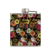 Goudvinken in de tuin op zwart heupfles (Achterkant)