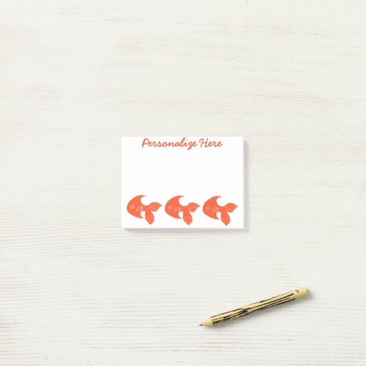 Goudvis - Aangepaste Post-it® notes 4 x 3 (Op bureau)