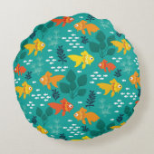 Goudvis in aquarium rond kussen (Achterkant)