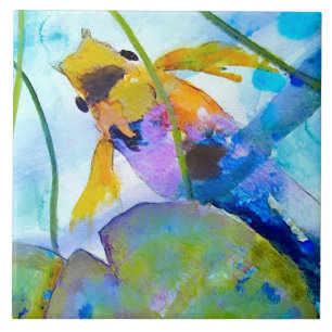 Goudvis keramische tegel (6-inch vierkant) tegeltje