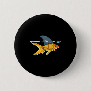 Goudvis met vinhaai Funny Fi-shirt Ronde Button 5,7 Cm