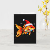 Goudvis Santa Hat Lights Kerst Schattige Xmas Paja Kaart (Gele Bloem)