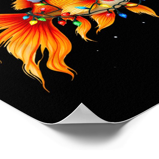 Goudvis Santa Hat Lights Kerst Schattige Xmas Paja Poster (Hoek)