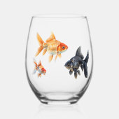 Goudvis Schattige Vis Grappig Wijnglas Zonder Voet (Voorkant)