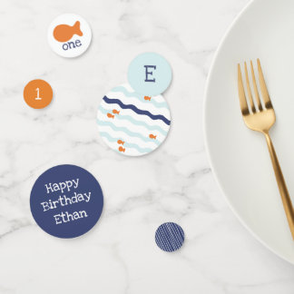 Goudvis Verjaardag Blauw Sinaasappel Witte Confett Confetti