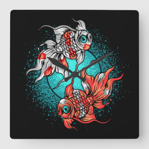 Goudvis  vierkante klok