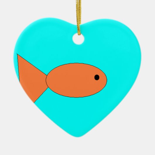 goudvis zwemt in de oceaan , kunst voor kinderen : keramisch ornament (Voorkant)