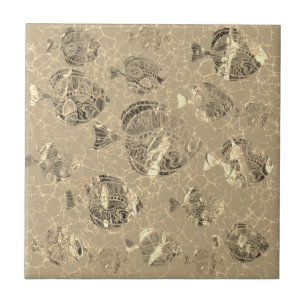 Goudviskeramische Tegel Tegeltje