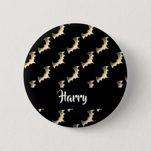 Goudvlekken op zwart ronde button 5,7 cm (Voorkant)