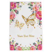 goudvlinder/roze Waterverf Floral Medium Cadeauzakje (Achterkant)