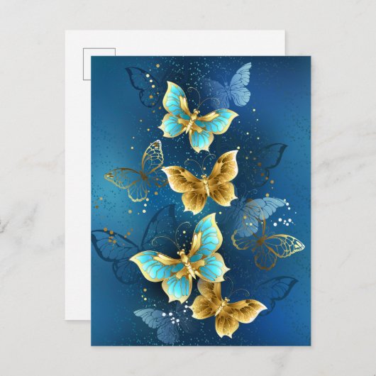 Goudvlinder Uitnodiging Briefkaart (Voorkant / Achterkant)