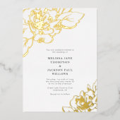 Goudvloerbedekking met bruine bruiloft folie uitnodiging (Voorkant)