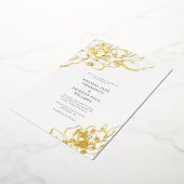 Goudvloerbedekking met bruine bruiloft folie uitnodiging (Gedraaid)