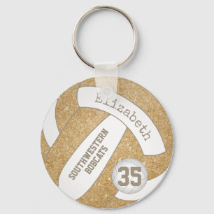 goudvolleybaltas label met spelerteamnaam sleutelhanger
