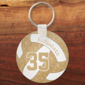 goudvolleybalzak label met speler jersey nummer sleutelhanger (Achterkant)