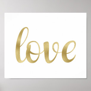 Goudwandkunst, liefde, folielettertype poster