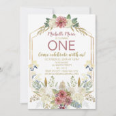  goudWaterverf Floral eerste verjaardag Kaart (Voorkant)