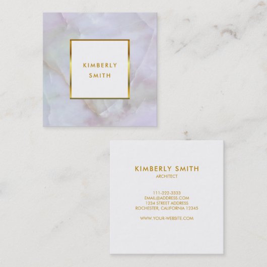 Goudwitte steengroeven, edelsteen professioneel vierkante visitekaartje (Voorkant / Achterkant)