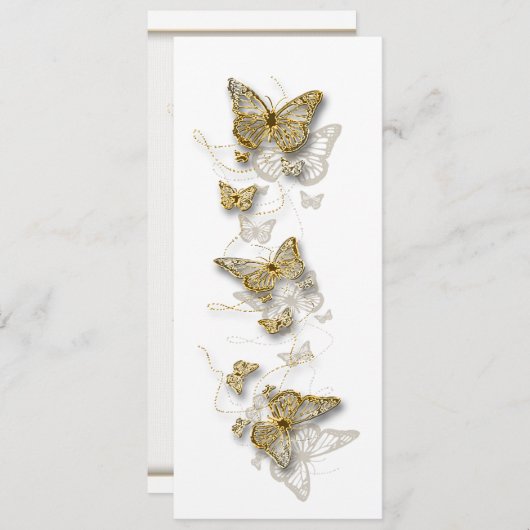 Goudwitte verloving trouwdag kaart (Voorkant / Achterkant)