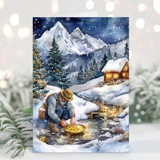 Goudzoeker Goudkoorts Kerstkaart Feestdagen Kaart