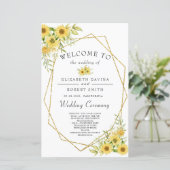 Goudzonnebloem Geometrische Rustische elegante bru (Staand voorkant)