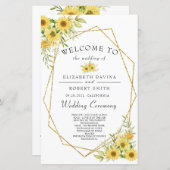 Goudzonnebloem Geometrische Rustische elegante bru (Voorkant / Achterkant)