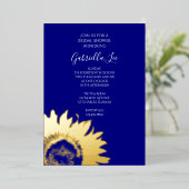 Goudzonnebloem op Navy Blue Vrijgezellenfeest Folie Uitnodiging (Staand Voorkant)