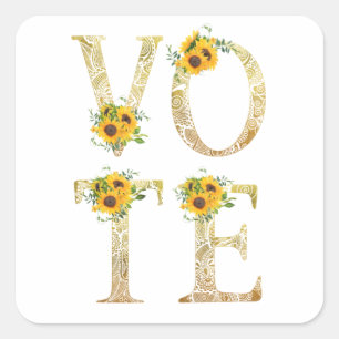 Goudzonnebloemen Vierkante Sticker