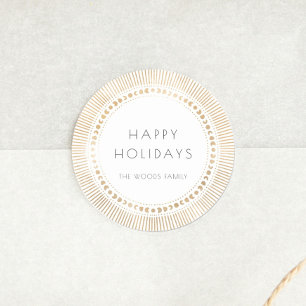 Goudzonnige lijst deco Prettige feestdagen Ronde Sticker