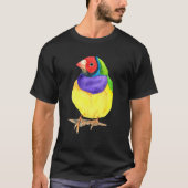 Gouldiaanse waterverf-vogel kleurig t-shirt (Voorkant)