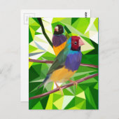 Gouldian Finch Duo Briefkaart (Voorkant / Achterkant)
