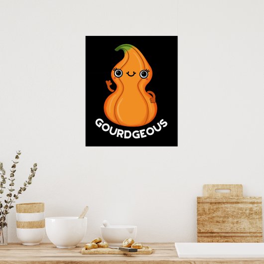 Gourd of Funny Gourd Veggie Pun Dark BG Poster (Keuken)