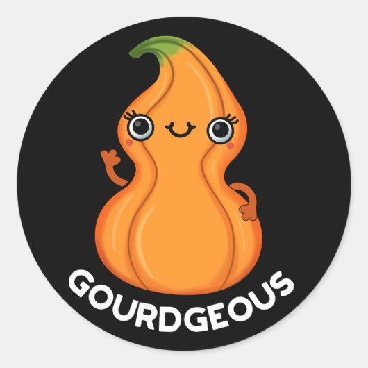 Gourd of Funny Gourd Veggie Pun Dark BG Ronde Sticker (Voorkant)