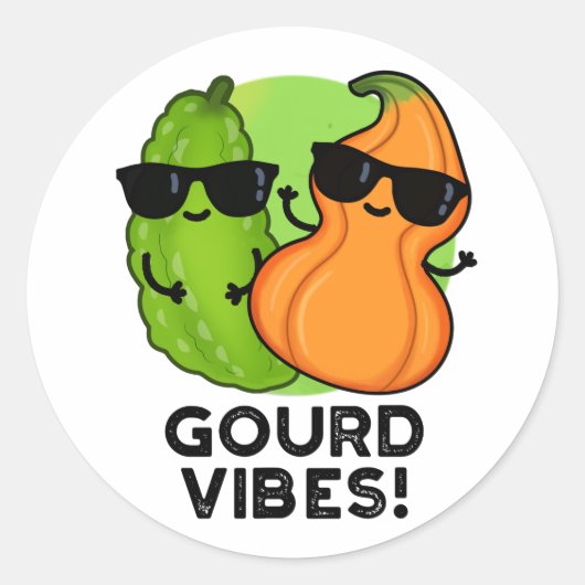 Gourd Vibes Funny Veggie Pun Ronde Sticker (Voorkant)